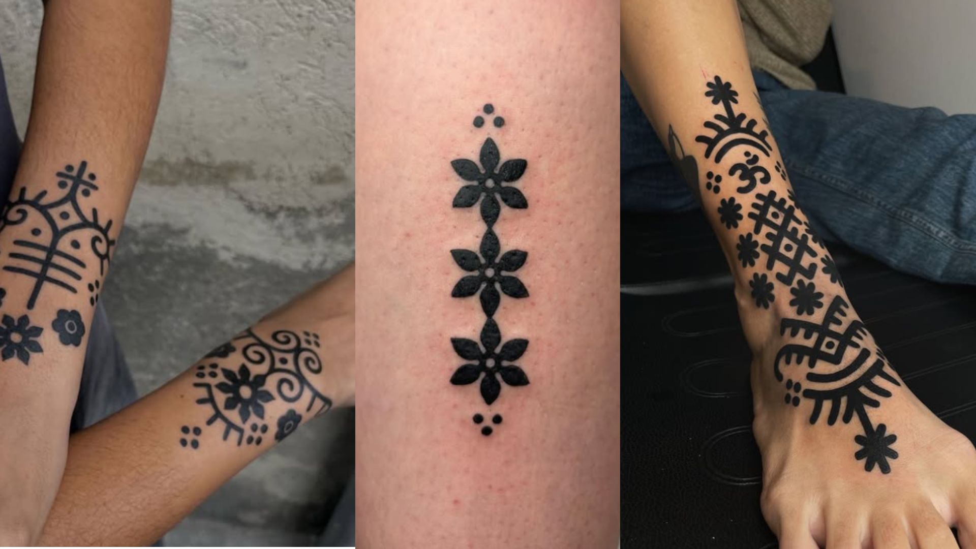 Collage de diferentes tatuajes estilo ornamental