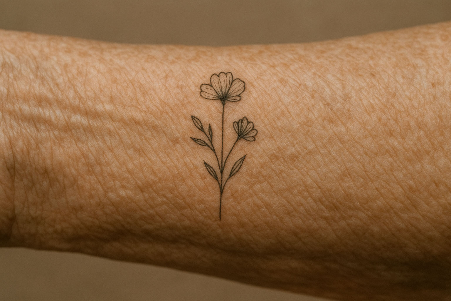 Tatuaje en la tercera edad en un brazo